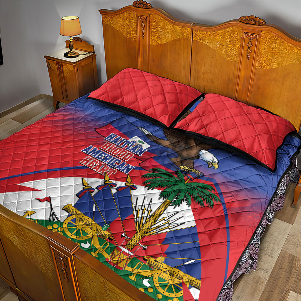 Haiti Flag Day Quilt Bed Set Haitian Blood American Heart Eagle With Flag
