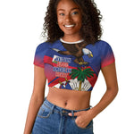 Haiti Flag Day Raglan Cropped T shirt Haitian Blood American Heart Eagle With Flag