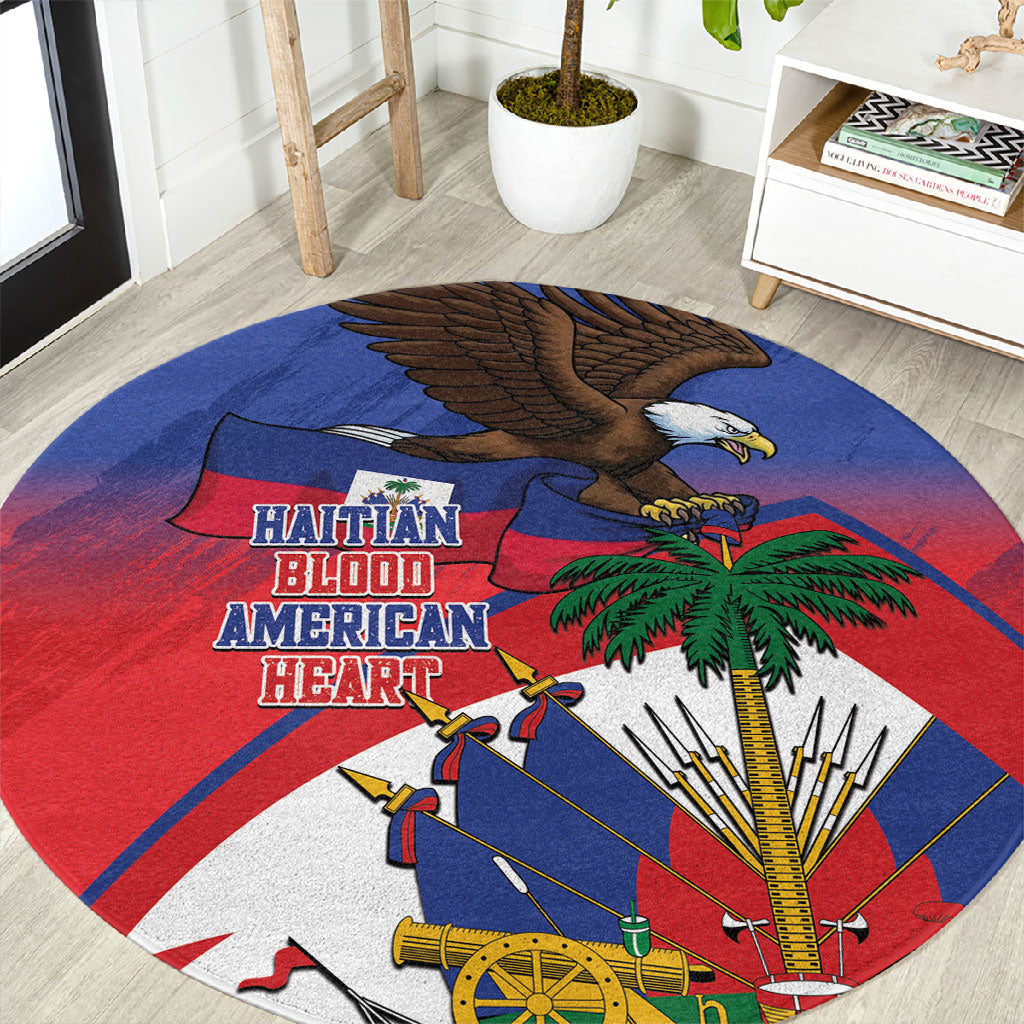 Haiti Flag Day Round Carpet Haitian Blood American Heart Eagle With Flag