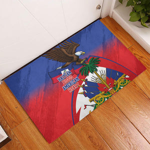 Haiti Flag Day Rubber Doormat Haitian Blood American Heart Eagle With Flag