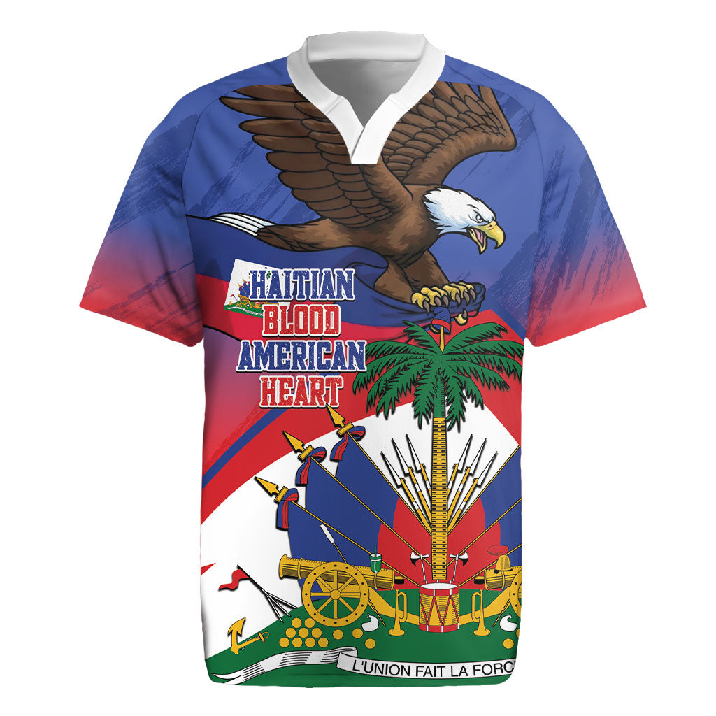 Haiti Flag Day Rugby Jersey Haitian Blood American Heart Eagle With Flag