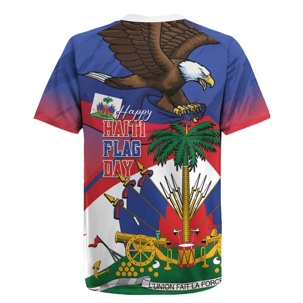 Haiti Flag Day Rugby Jersey Haitian Blood American Heart Eagle With Flag