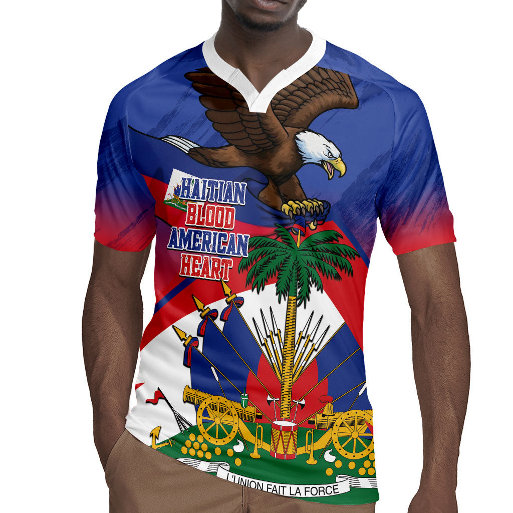 Haiti Flag Day Rugby Jersey Haitian Blood American Heart Eagle With Flag