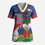 Haiti Flag Day Scrub Top Haitian Blood American Heart Eagle With Flag