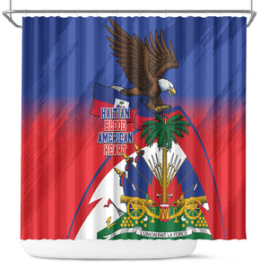 Haiti Flag Day Shower Curtain Haitian Blood American Heart Eagle With Flag