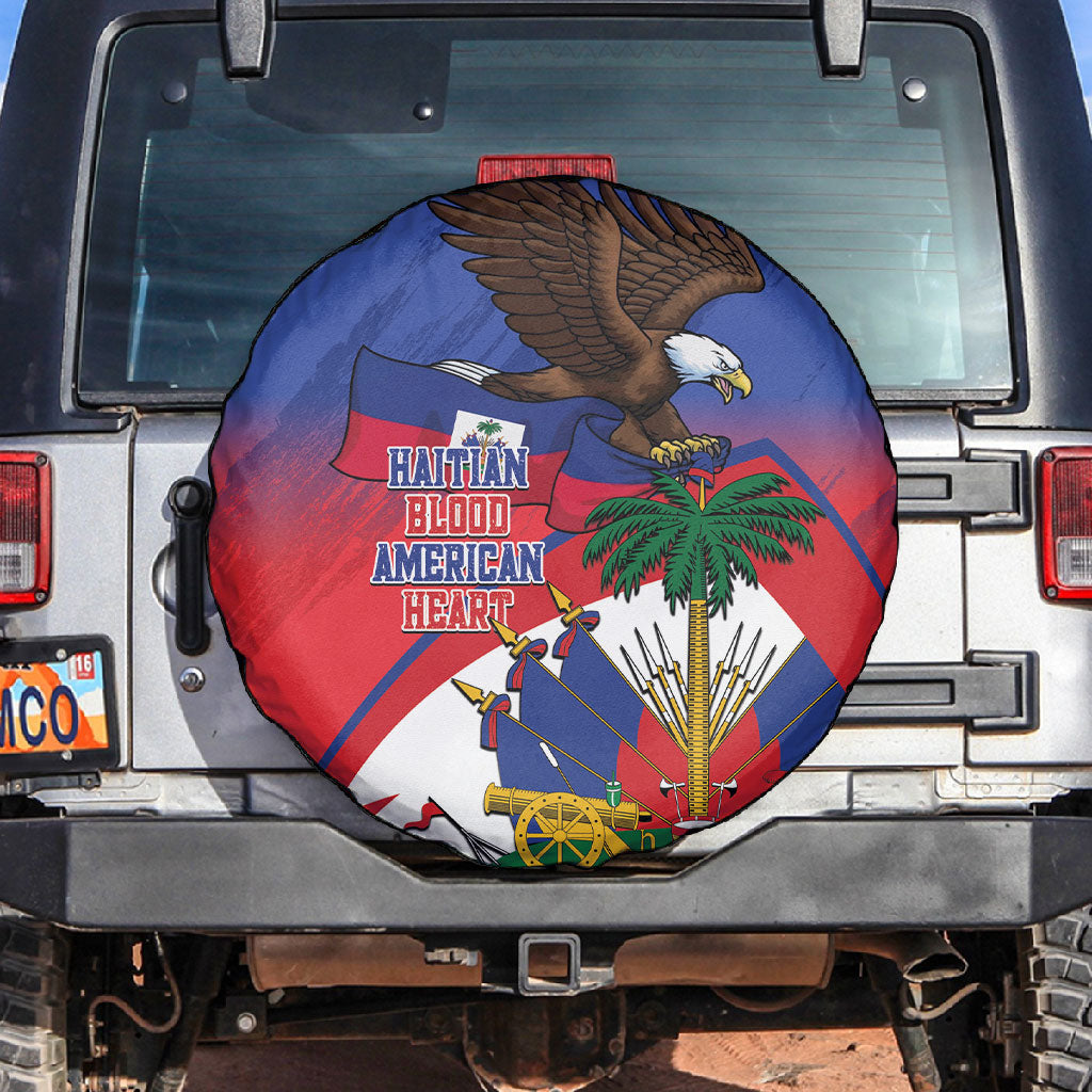 Haiti Flag Day Spare Tire Cover Haitian Blood American Heart Eagle With Flag