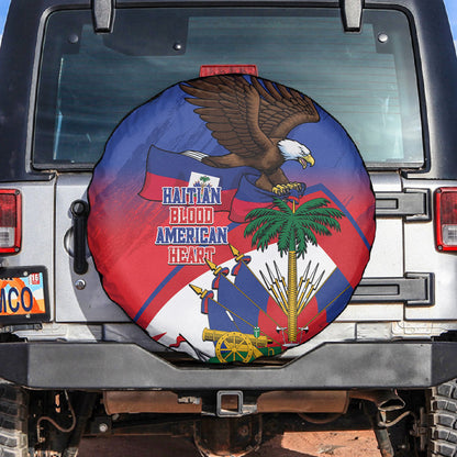 Haiti Flag Day Spare Tire Cover Haitian Blood American Heart Eagle With Flag