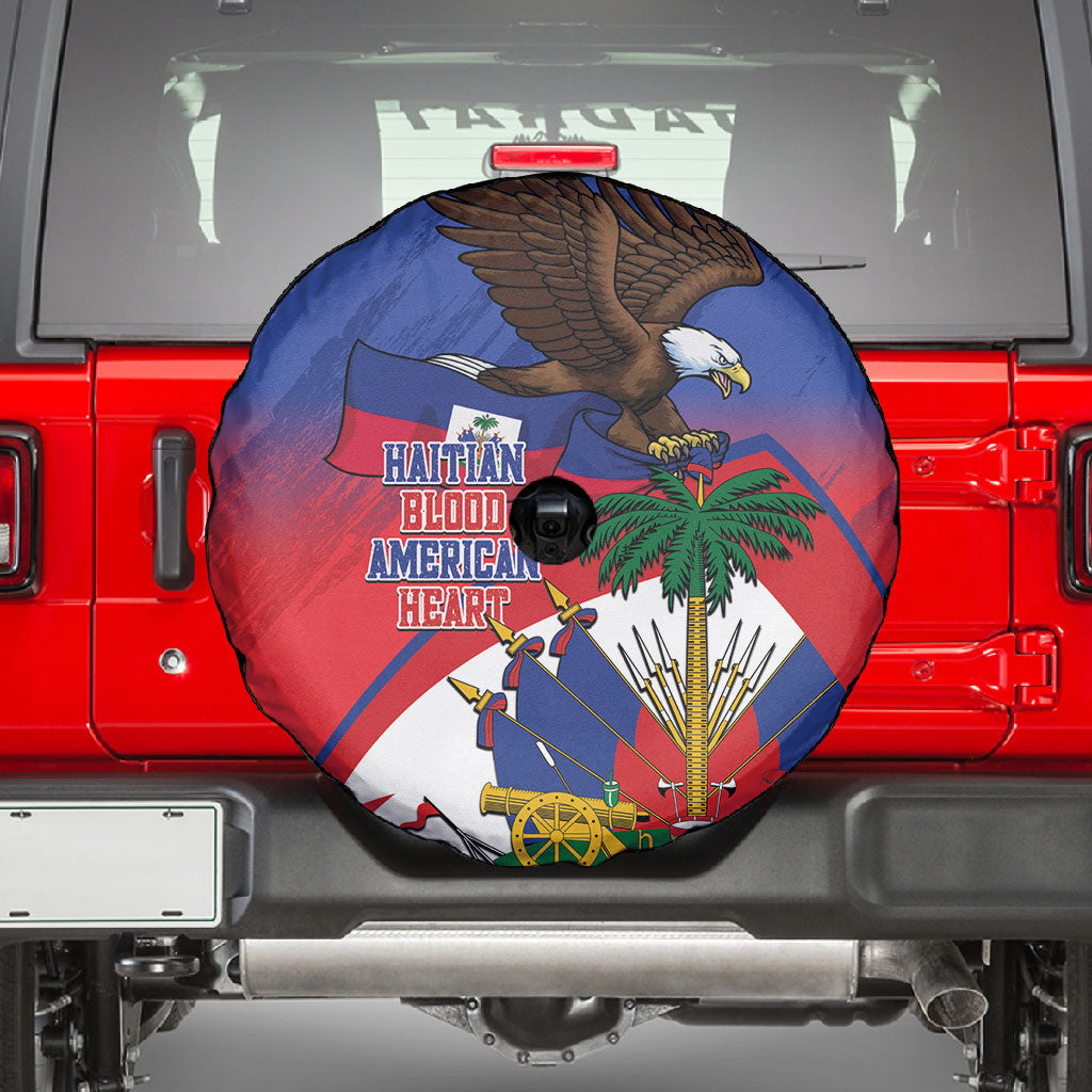 Haiti Flag Day Spare Tire Cover Haitian Blood American Heart Eagle With Flag
