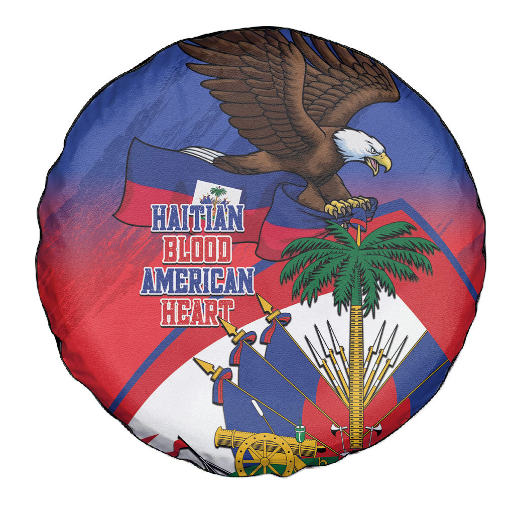 Haiti Flag Day Spare Tire Cover Haitian Blood American Heart Eagle With Flag