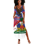 Haiti Flag Day Summer Maxi Dress Haitian Blood American Heart Eagle With Flag