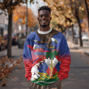 Haiti Flag Day Sweatshirt Haitian Blood American Heart Eagle With Flag