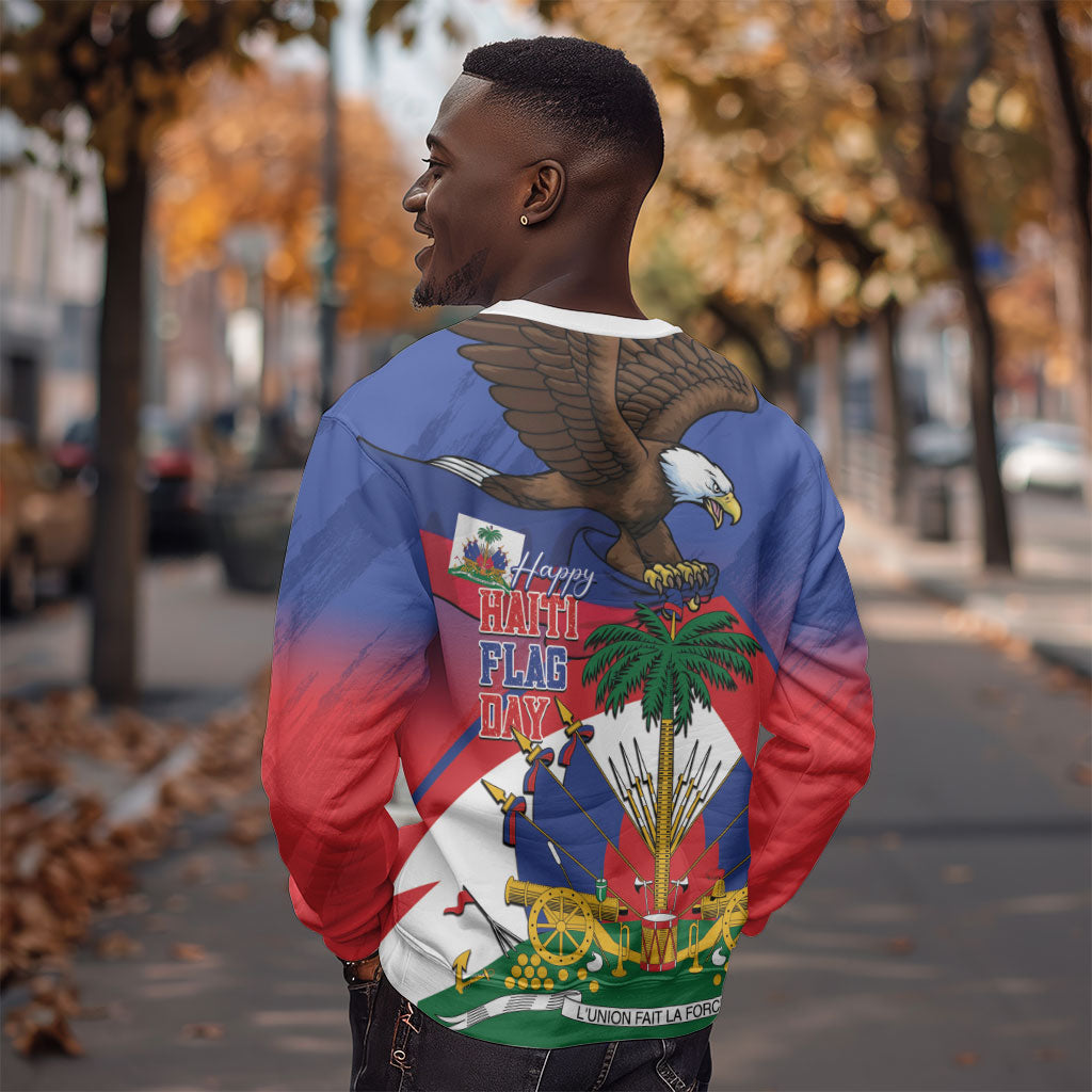 Haiti Flag Day Sweatshirt Haitian Blood American Heart Eagle With Flag