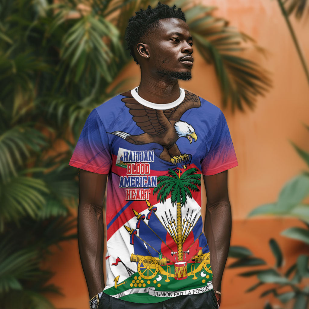 Haiti Flag Day T shirt Haitian Blood American Heart Eagle With Flag