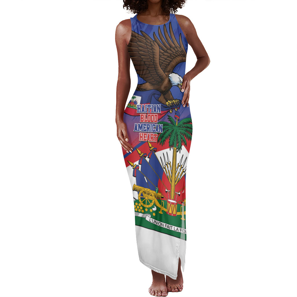 Haiti Flag Day Tank Maxi Dress Haitian Blood American Heart Eagle With Flag
