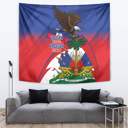 Haiti Flag Day Tapestry Haitian Blood American Heart Eagle With Flag