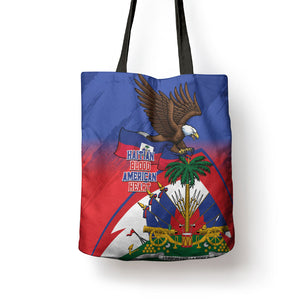 Haiti Flag Day Tote Bag Haitian Blood American Heart Eagle With Flag