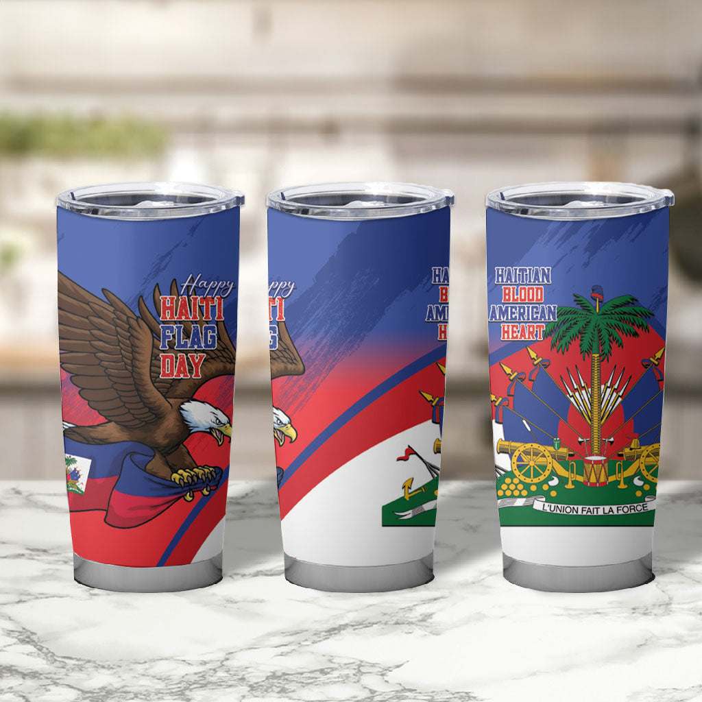 Haiti Flag Day Tumbler Cup Haitian Blood American Heart Eagle With Flag