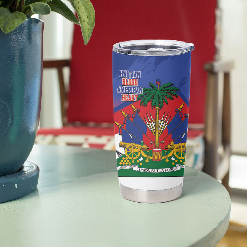 Haiti Flag Day Tumbler Cup Haitian Blood American Heart Eagle With Flag