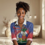 Haiti Flag Day Women Casual Shirt Haitian Blood American Heart Eagle With Flag