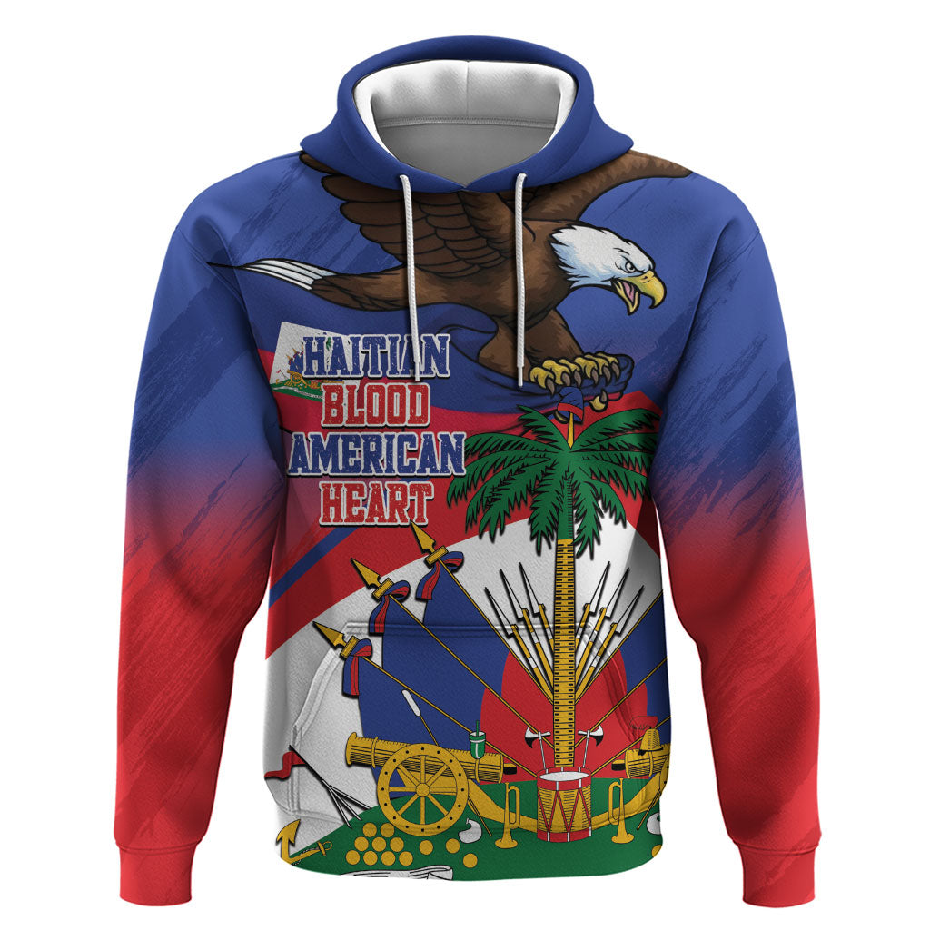 Haiti Flag Day Zip Hoodie Haitian Blood American Heart Eagle With Flag