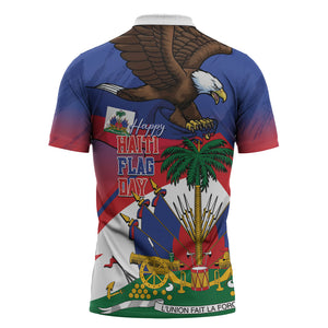 Haiti Flag Day Zipper Polo Shirt Haitian Blood American Heart Eagle With Flag