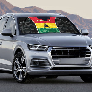 Ghana Football Custom Auto Sun Shade Go Black Queens Kente Pattern