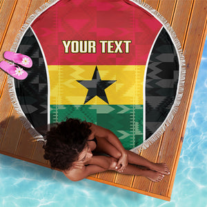 Ghana Football Custom Beach Blanket Go Black Queens Kente Pattern