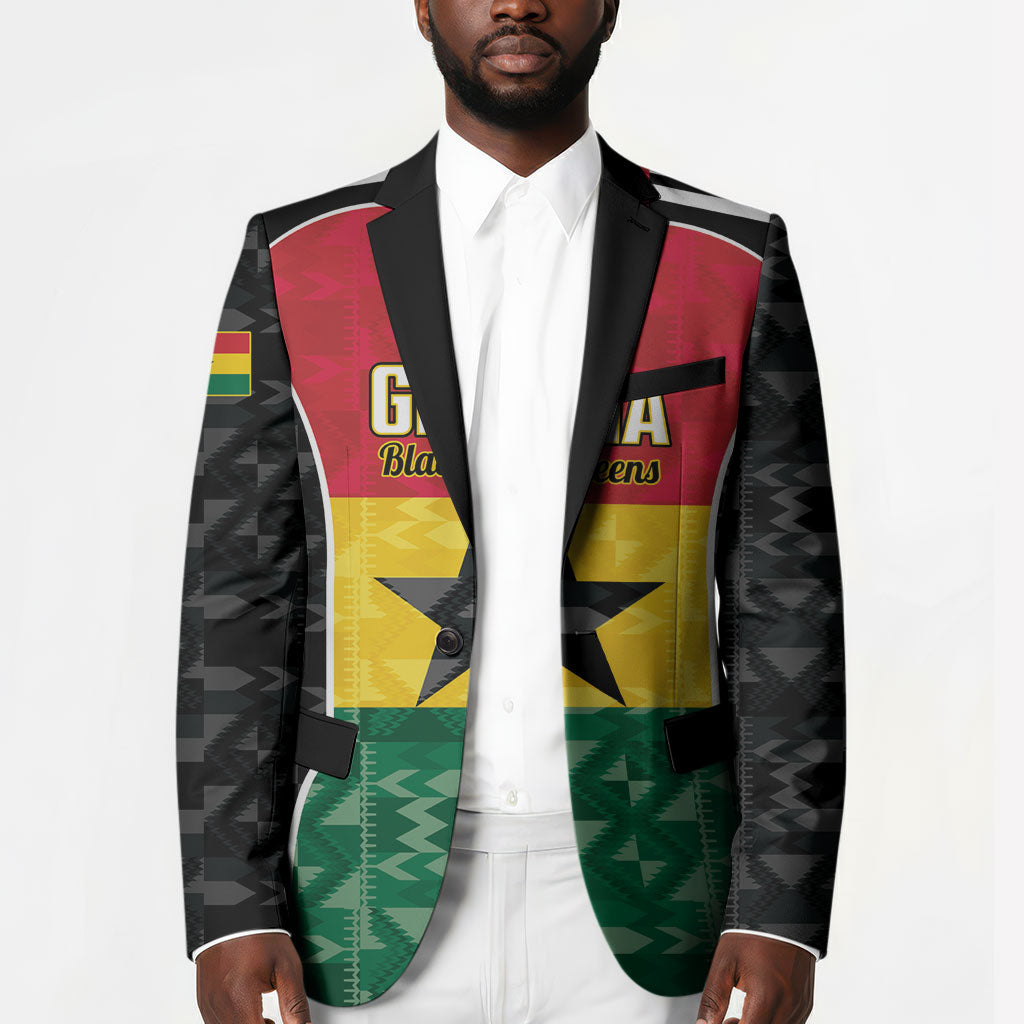 Ghana Football Custom Blazer Go Black Queens Kente Pattern