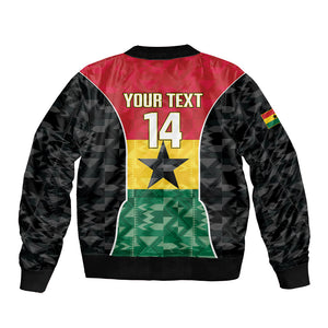 Ghana Football Custom Bomber Jacket Go Black Queens Kente Pattern