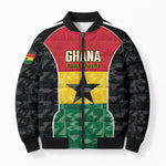 Ghana Football Custom Bomber Puffer Jacket Go Black Queens Kente Pattern