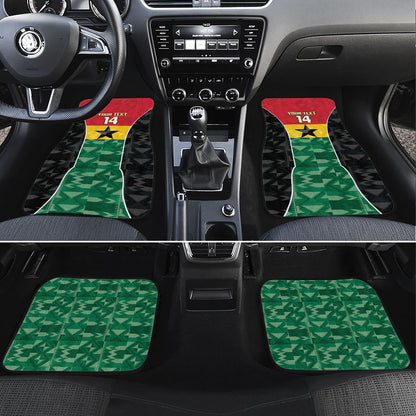 Ghana Football Custom Car Mats Go Black Queens Kente Pattern