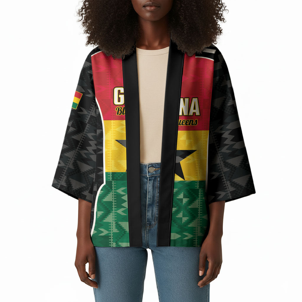 Ghana Football Custom Kimono Go Black Queens Kente Pattern