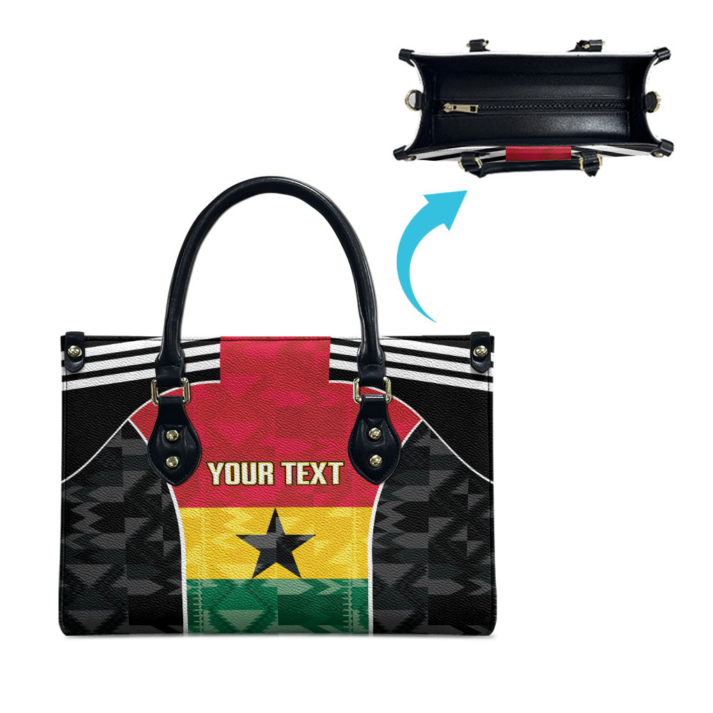 Ghana Football Custom Leather Bag Go Black Queens Kente Pattern