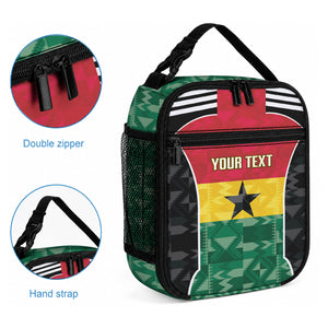 Ghana Football Custom Lunch Bag Go Black Queens Kente Pattern