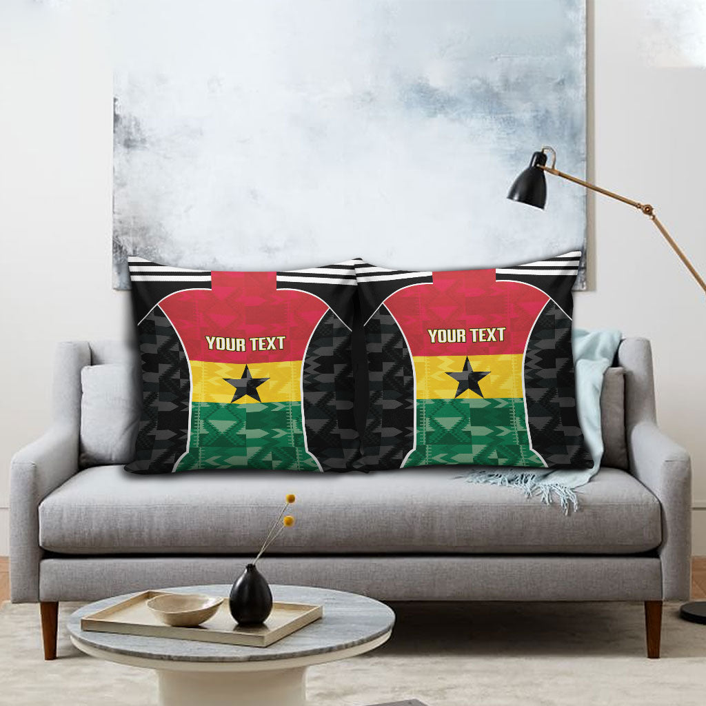Ghana Football Custom Pillow Cover Go Black Queens Kente Pattern