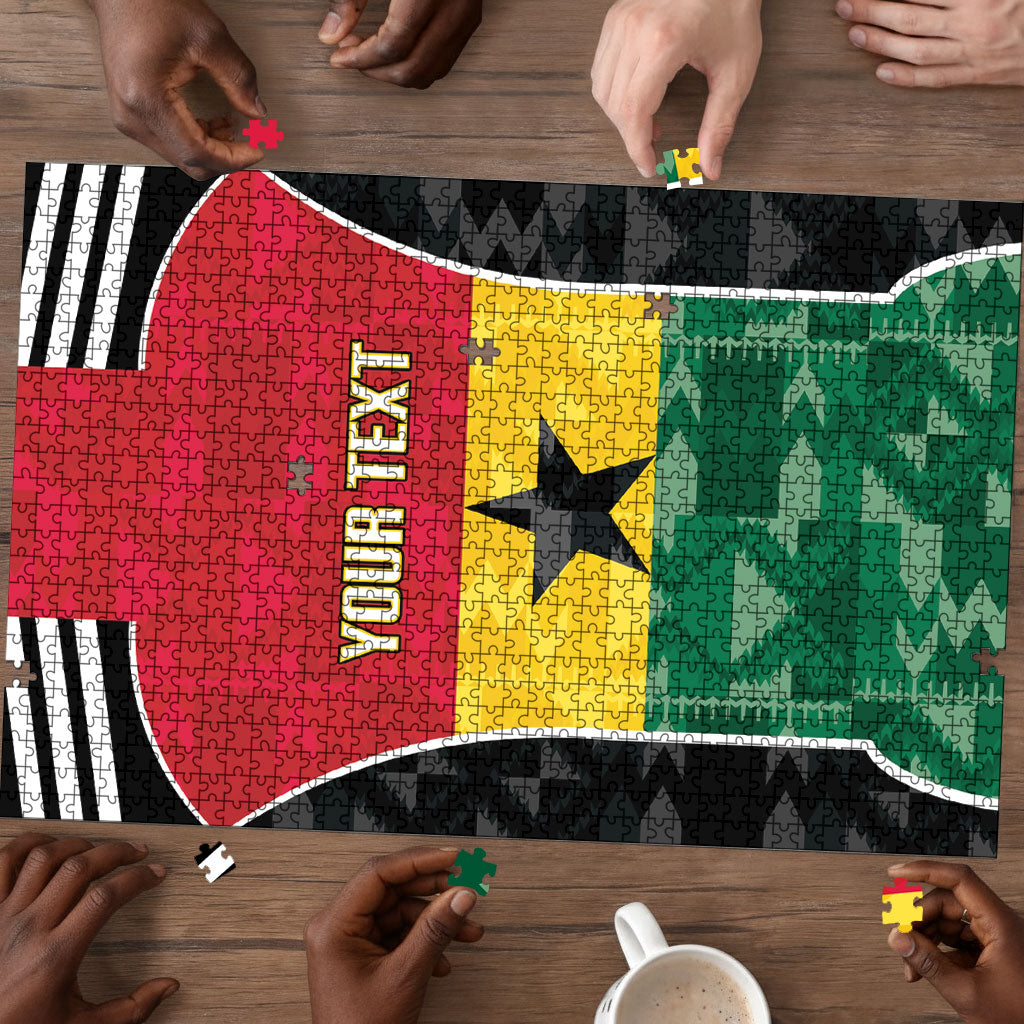 Ghana Football Custom Puzzle Go Black Queens Kente Pattern