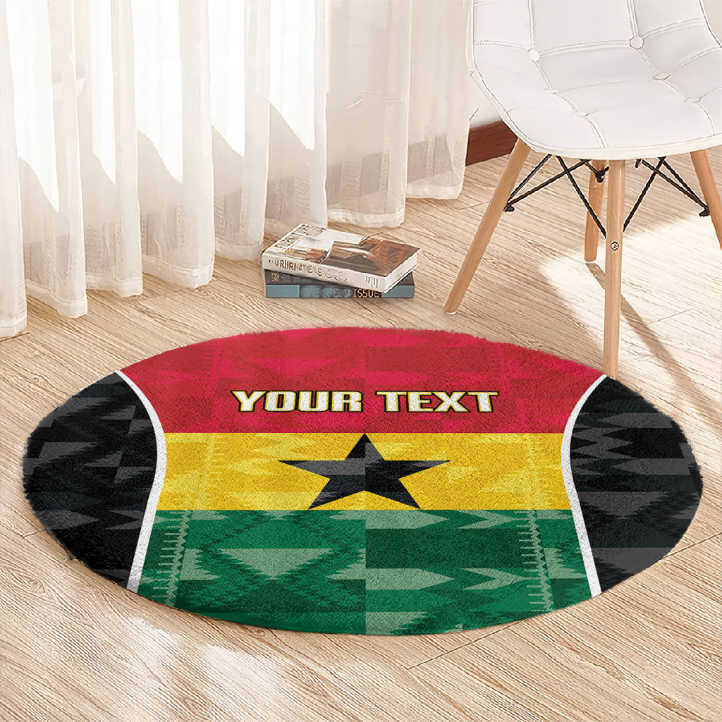 Ghana Football Custom Round Carpet Go Black Queens Kente Pattern