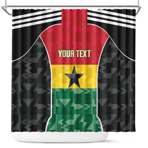 Ghana Football Custom Shower Curtain Go Black Queens Kente Pattern