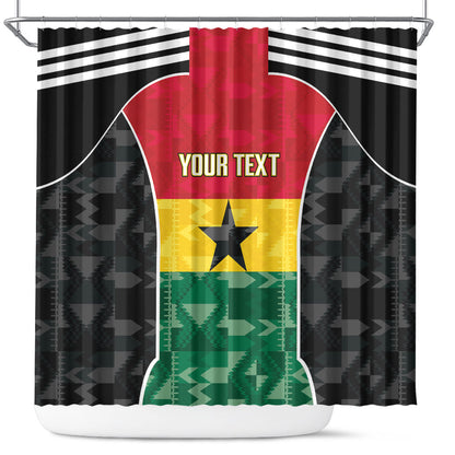 Ghana Football Custom Shower Curtain Go Black Queens Kente Pattern