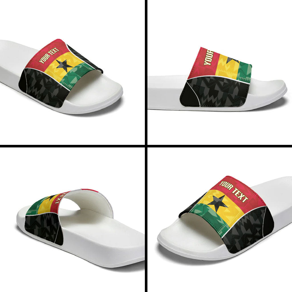 Ghana Football Custom Slide Sandals Go Black Queens Kente Pattern