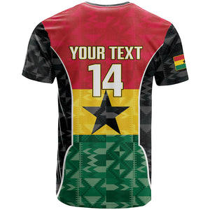 Ghana Football Custom T shirt Go Black Queens Kente Pattern