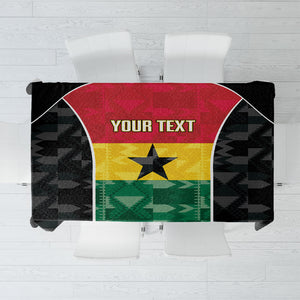 Ghana Football Custom Tablecloth Go Black Queens Kente Pattern