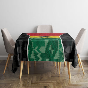 Ghana Football Custom Tablecloth Go Black Queens Kente Pattern