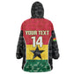 Ghana Football Custom Wearable Blanket Hoodie Go Black Queens Kente Pattern