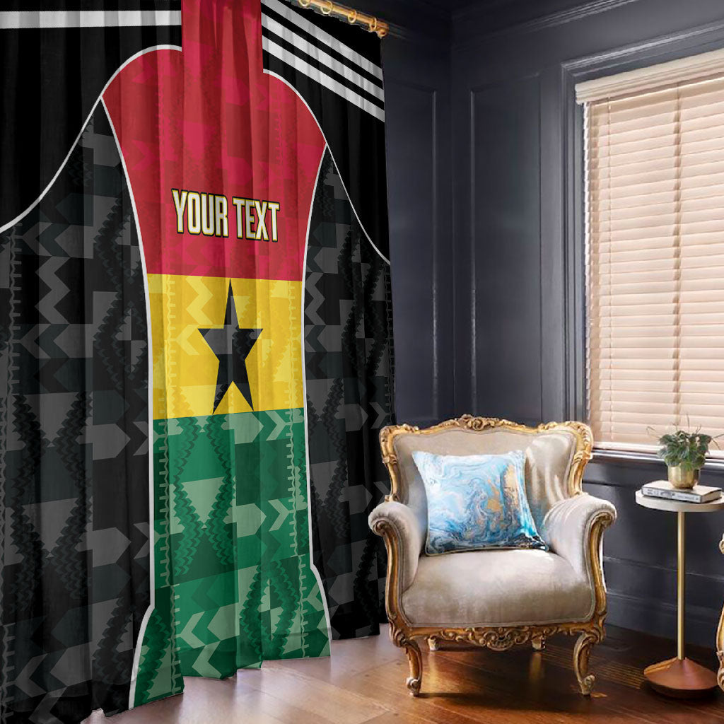 Ghana Football Custom Window Curtain Go Black Queens Kente Pattern