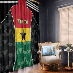Ghana Football Custom Window Curtain Go Black Queens Kente Pattern