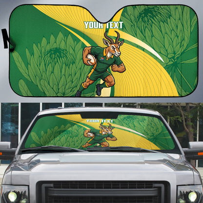 South Africa Rugby Custom Auto Sun Shade Come On Springboks Mascot Sporty Style