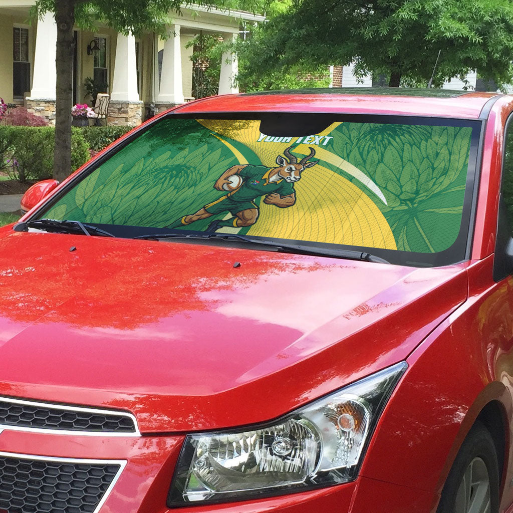 South Africa Rugby Custom Auto Sun Shade Come On Springboks Mascot Sporty Style