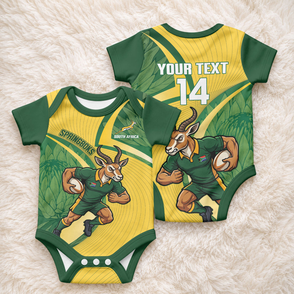 South Africa Rugby Custom Baby Onesie Come On Springboks Mascot Sporty Style