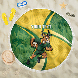South Africa Rugby Custom Beach Blanket Come On Springboks Mascot Sporty Style